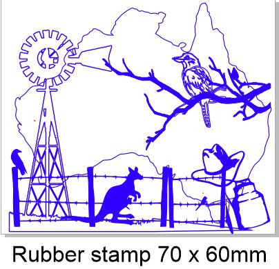 Australian paddock  stamp rubber only 70 x 60mm